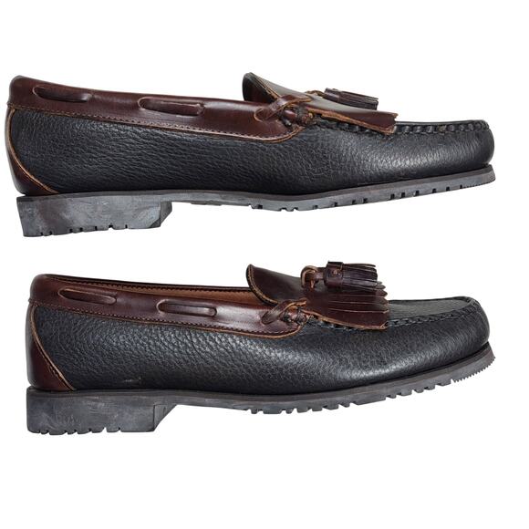 Allen Edmonds Nashua two-tone black brown leather kiltie tassel loafers size 10 main image 6